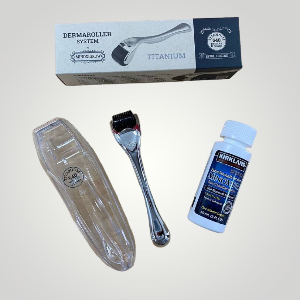 Combo Kirkland Minoxidil + Derma Roller Titanium