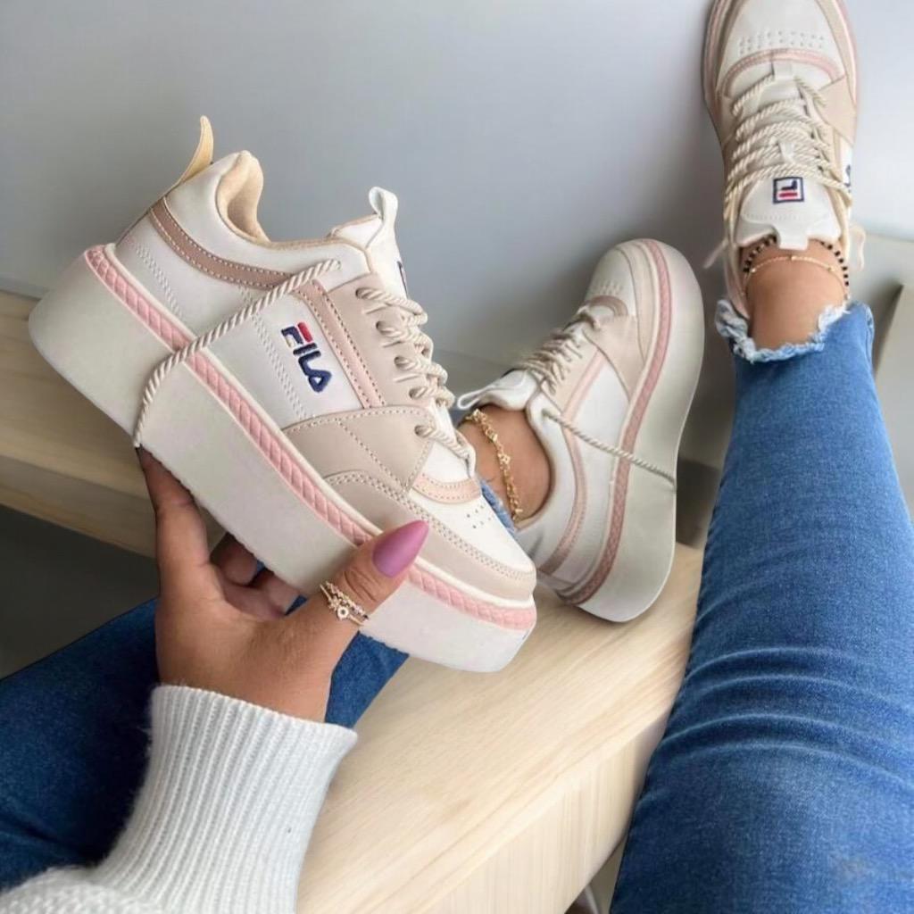 Premium Tenis Fila Suela Alta Dama- Calidad 1.1 premium