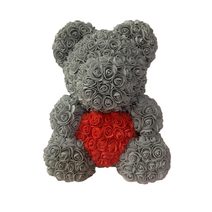 Oso de Rosas 40cm (Gris+Corazon Rojo)