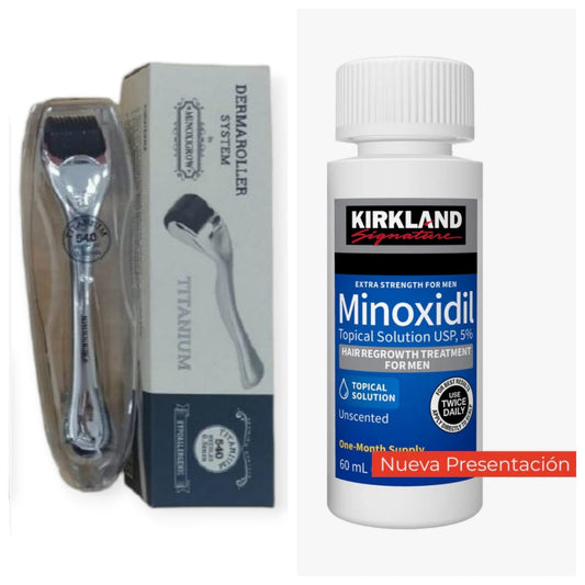 Combo Kirkland Minoxidil + Derma Roller Titanium