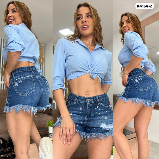 SHORT RIGIDO CON PEDRERIA