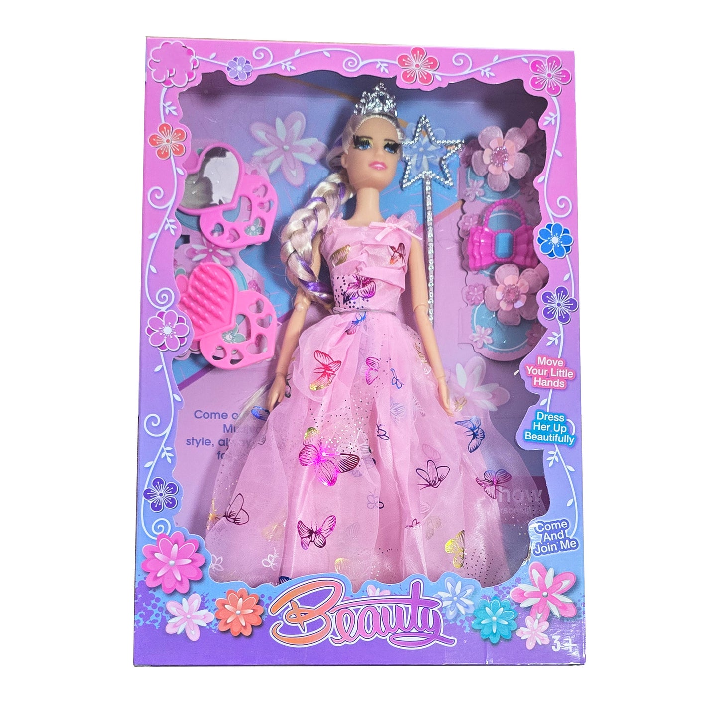 Muñeca Princesa Reina Vestido Cejas Acce