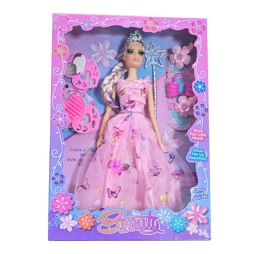 Muñeca Princesa Reina Vestido Cejas Acce
