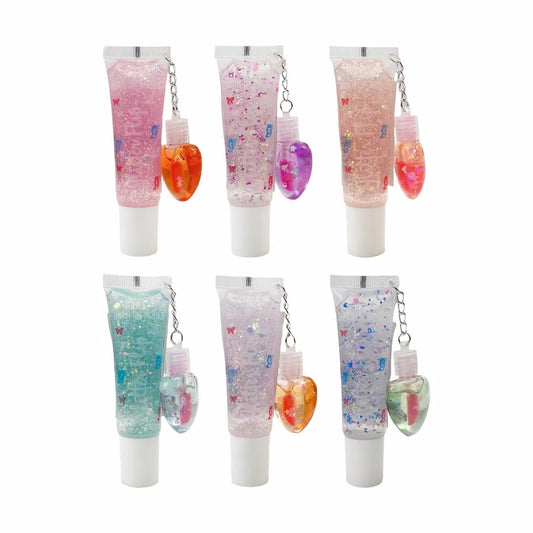 Brillo Labial Gloss Llavero Con Glitte