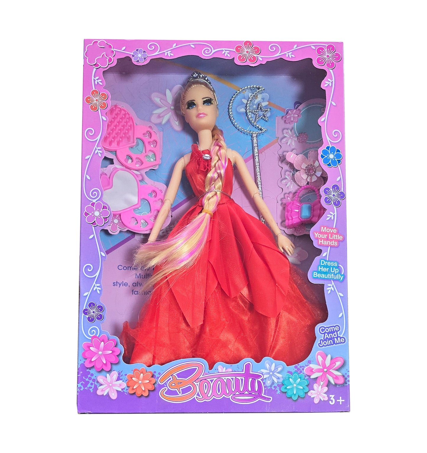 Muñeca Princesa Reina Vestido Cejas Acce
