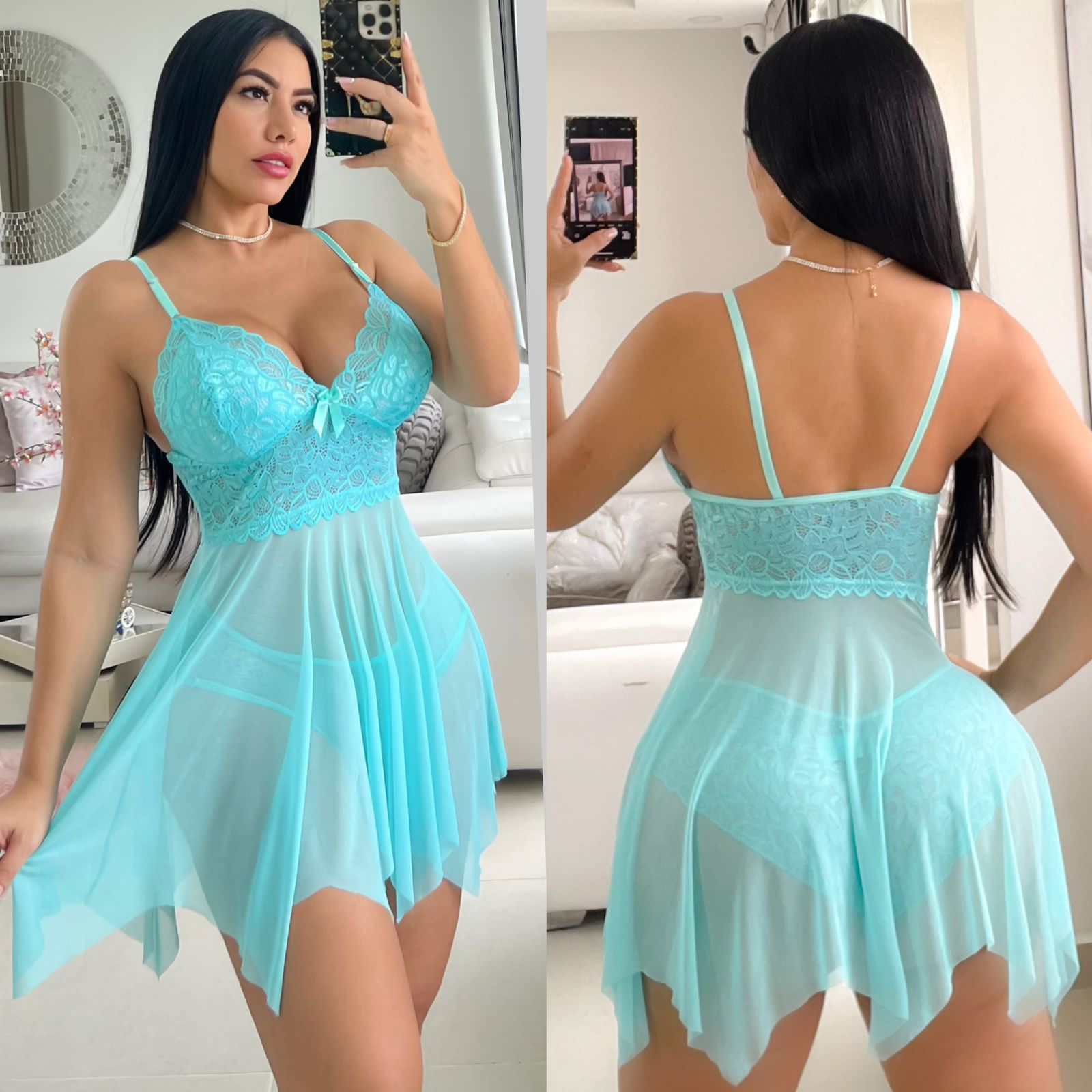 Babydoll de Encaje Lencería Femenina