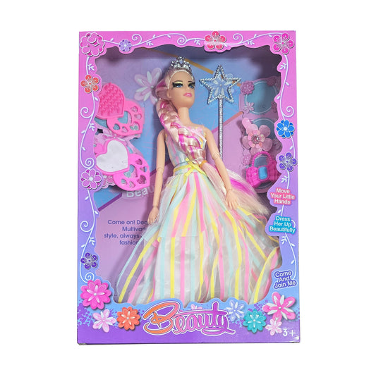 Muñeca Princesa Reina Vestido Cejas Acce
