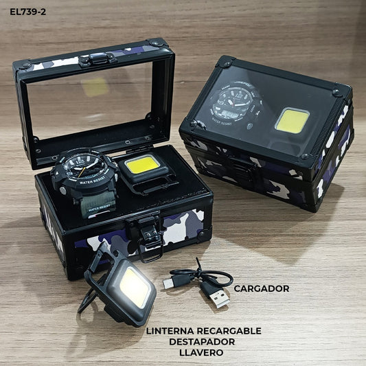 RELOJ JOEFOX + LINTERNA ESTUCHE