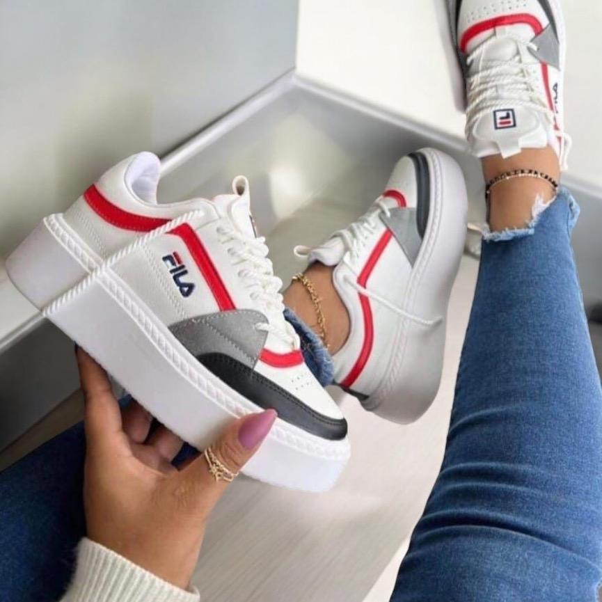 Premium Tenis Fila Suela Alta Dama- Calidad 1.1 premium